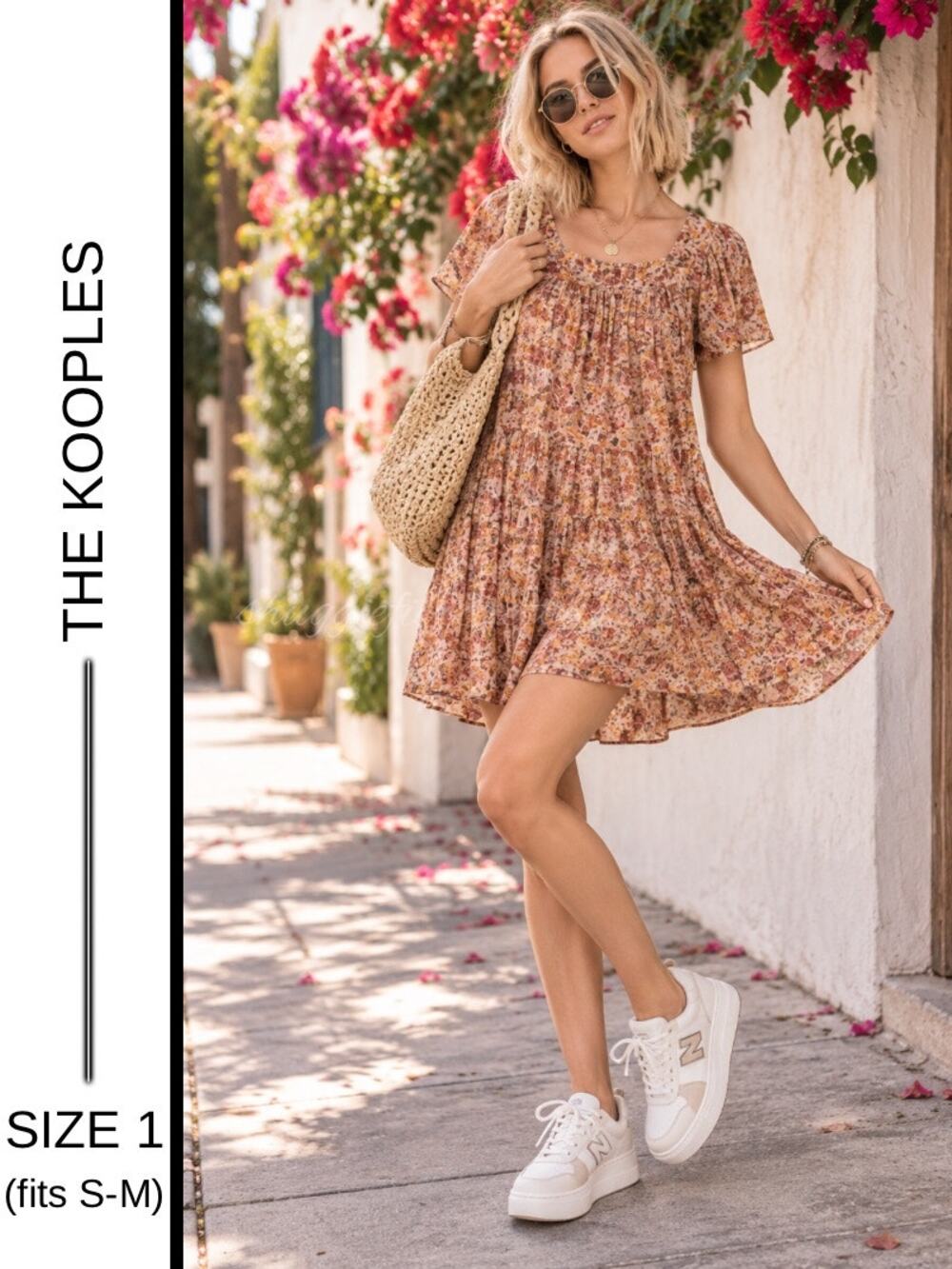 MSRP: $395 | ✨ The Kooples Camel Floral Print Mini Dress Size 1 (fits S–M) NWT ✨